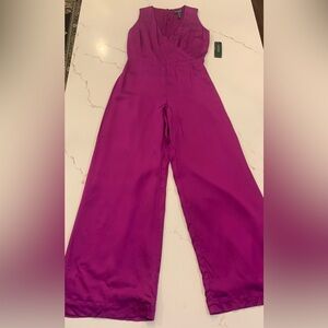 NEW Ralph Lauren Jumpsuit Purple Satin Women’s Size 6 (Minor Flaw) Wide Leg
